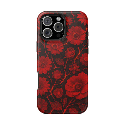 Melted Lava Dark Red Floral iPhone Case — MagSafe Compatible  Shamo's iPhone 16 Pro Max / Matte