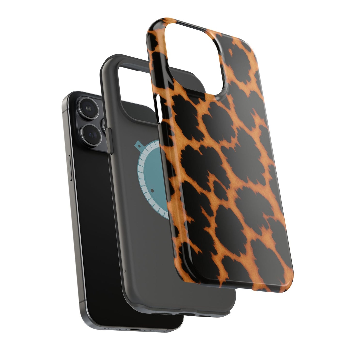 Leopard Print Impact-Resistant iPhone Case with MagSafe compatibility