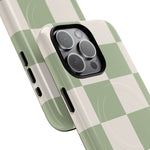 Sage Checkerboard Tough iPhone Case - Compatible with MagSafe - Shamo's