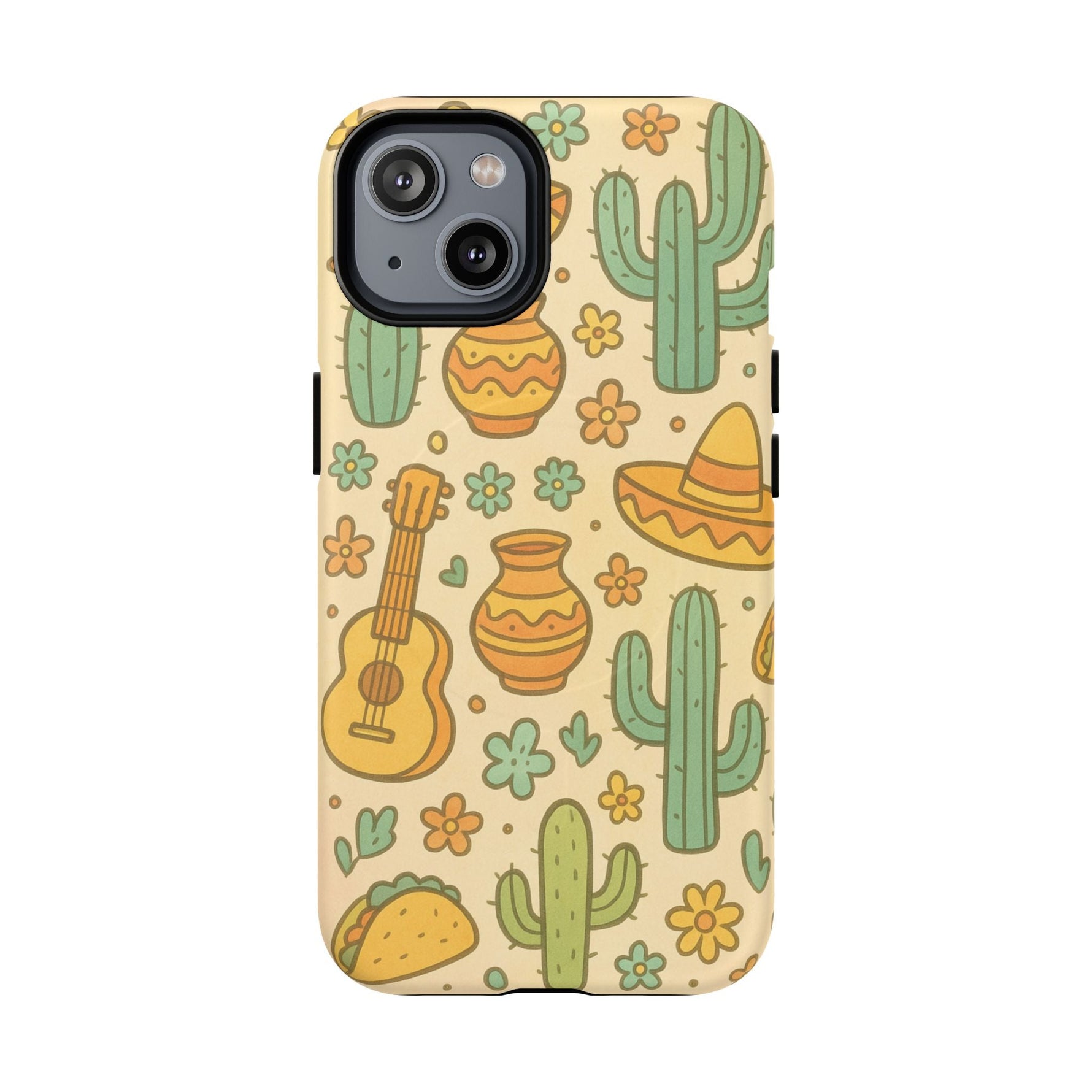 Mexico Hand-Drawn Cactus Pattern iPhone Case – Cute Desert Guitar & Sombrero Design | with MagSafe  Shamo's iPhone 14 / Matte