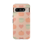 Autumn Cozy iPhone Case – Pumpkin, Heart & Coffee Cup Pattern  Shamo's Google Pixel 8 Pro / Glossy