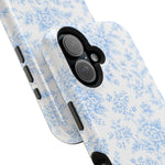 Preppy Look Blue Floral Impact-Resistant Phone Case and MagSafe Compatible