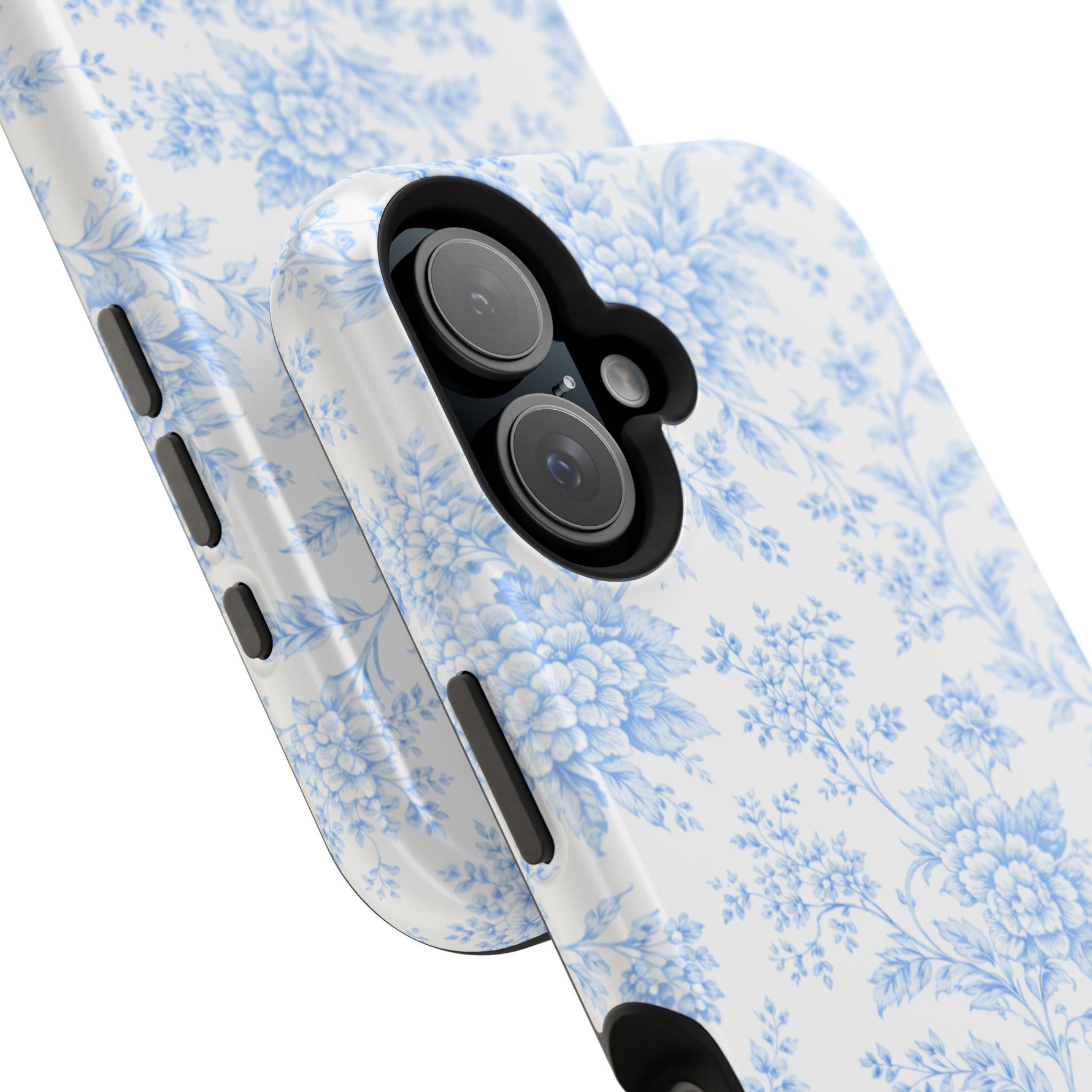 Preppy Look Blue Floral Impact-Resistant Phone Case and MagSafe Compatible