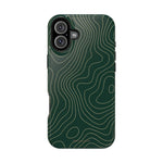 Topographic Green Magnetic Impact-Resistant iPhone Case | MagSafe compatible