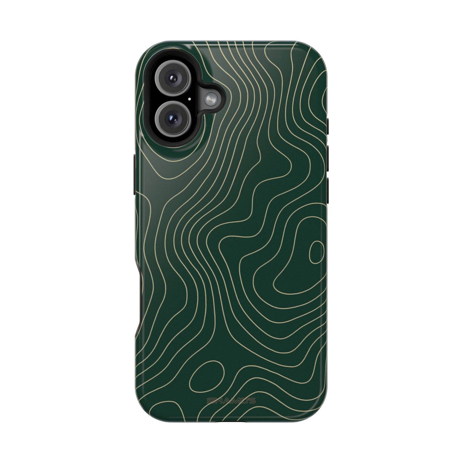 Topographic Green Magnetic Impact-Resistant iPhone Case | MagSafe compatible