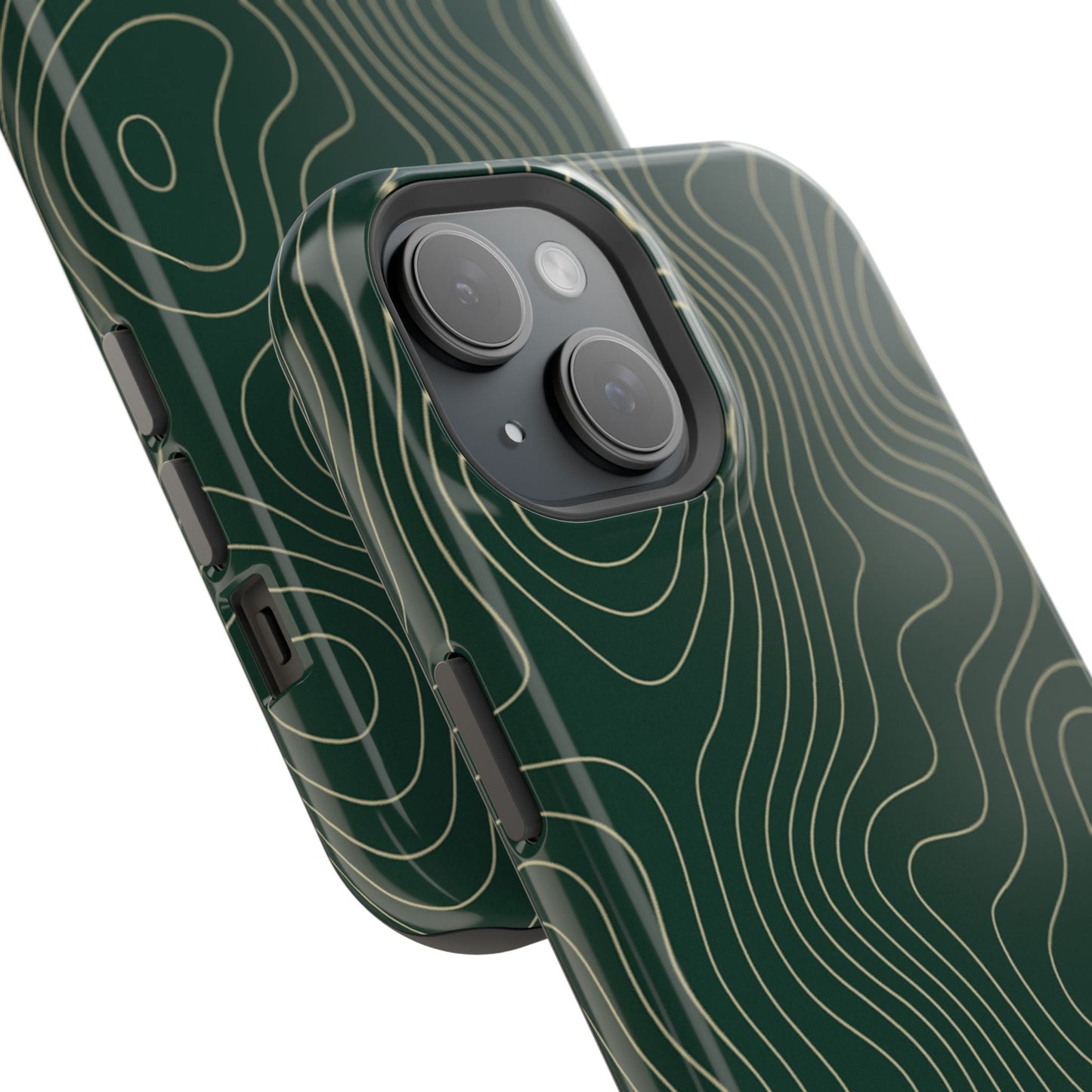 Topographic Green Magnetic Impact-Resistant iPhone Case | MagSafe compatible  Shamo's