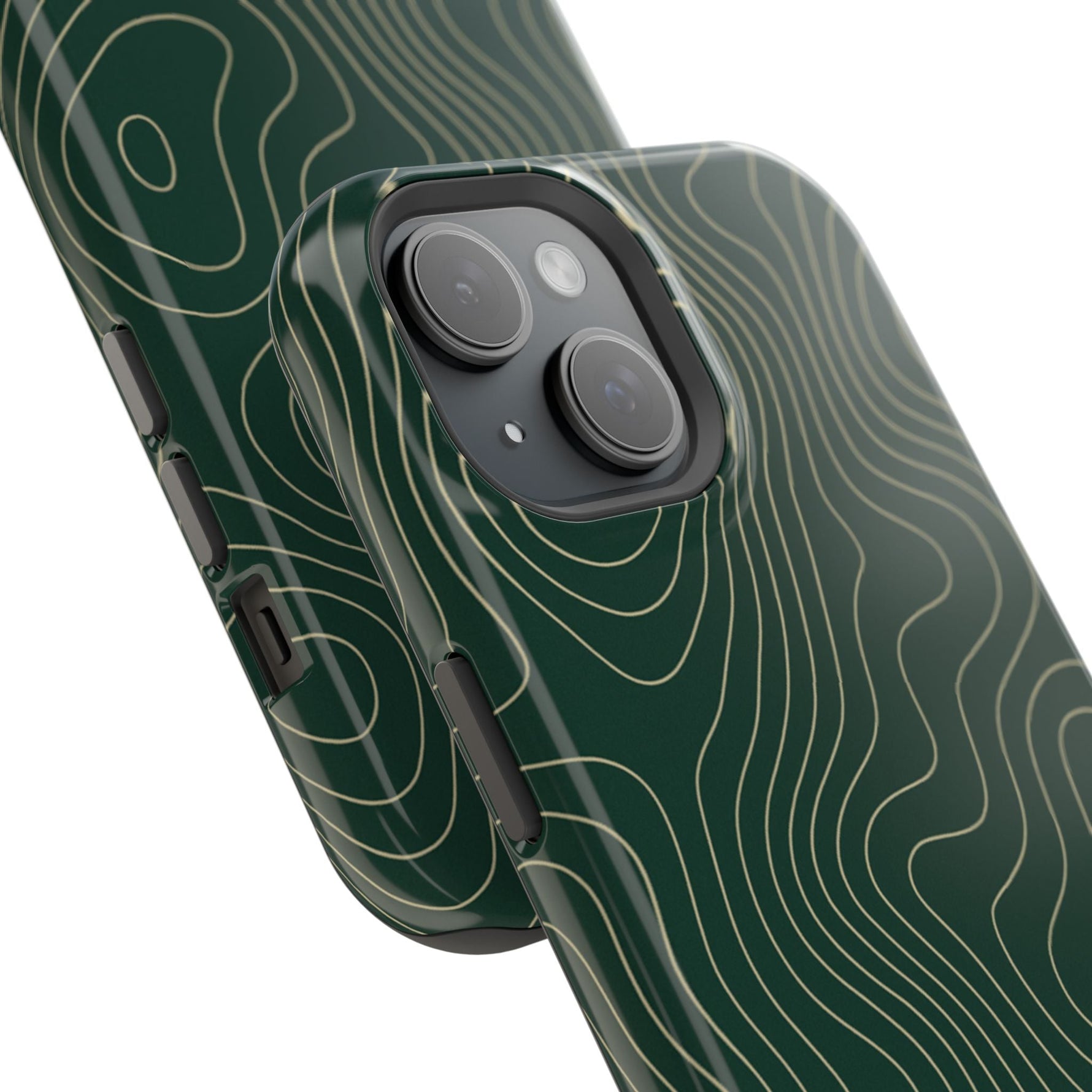Topographic Green Magnetic Impact-Resistant iPhone Case | MagSafe compatible  Shamo's