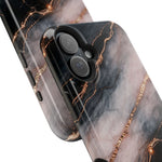 Marbled Black & Rose Gold Magnetic MagSafe Compatible Phone Case — Impact-Resistant