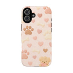 Pet Paw Pattern Phone Case — Pink Puppy Hearts & Bones with MagSafe - Shamo's