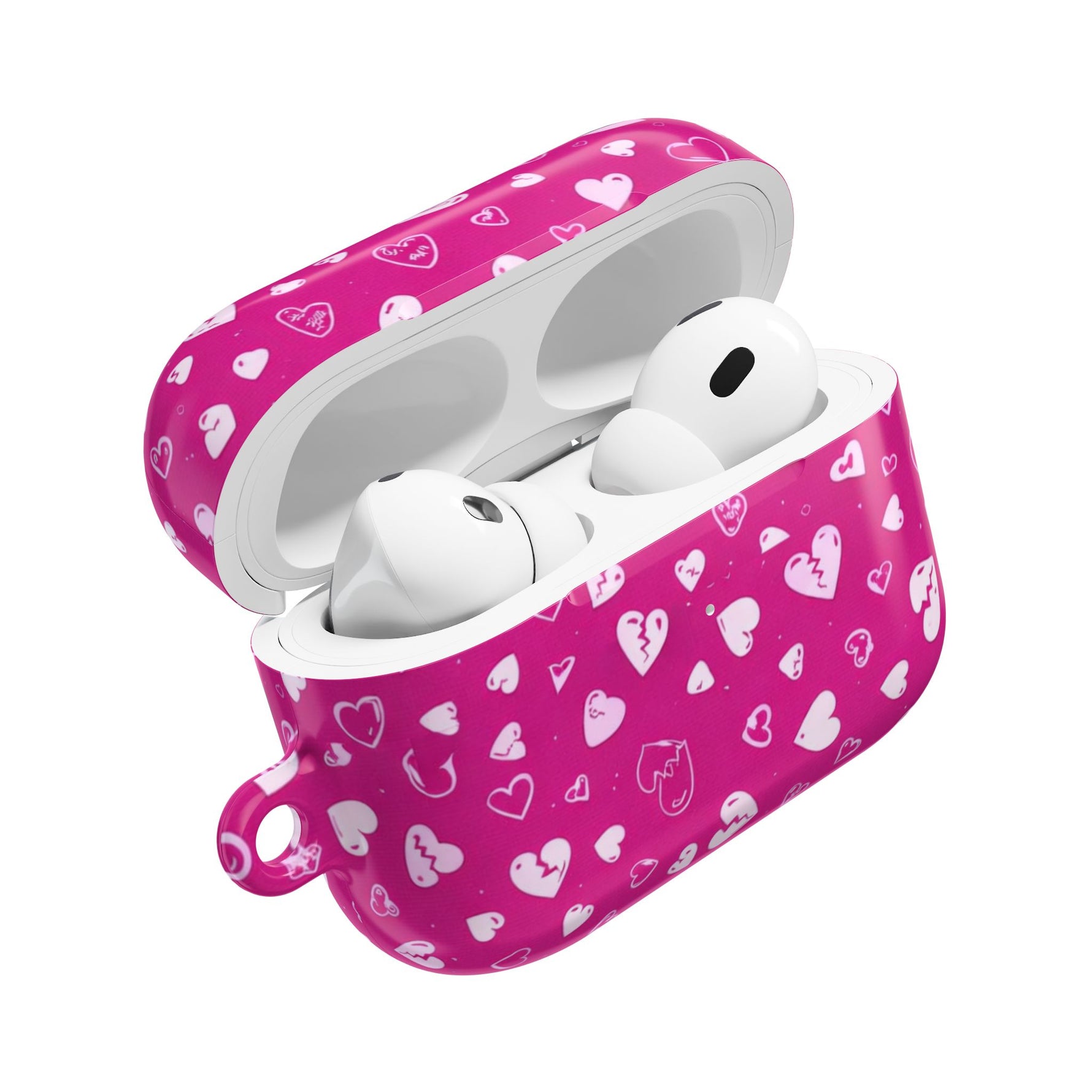 Pink Broken Heart Pattern AirPod Case — Cute Valentine Protective Charging Case