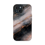 Marbled Black & Rose Gold Magnetic MagSafe Compatible Phone Case — Impact-Resistant