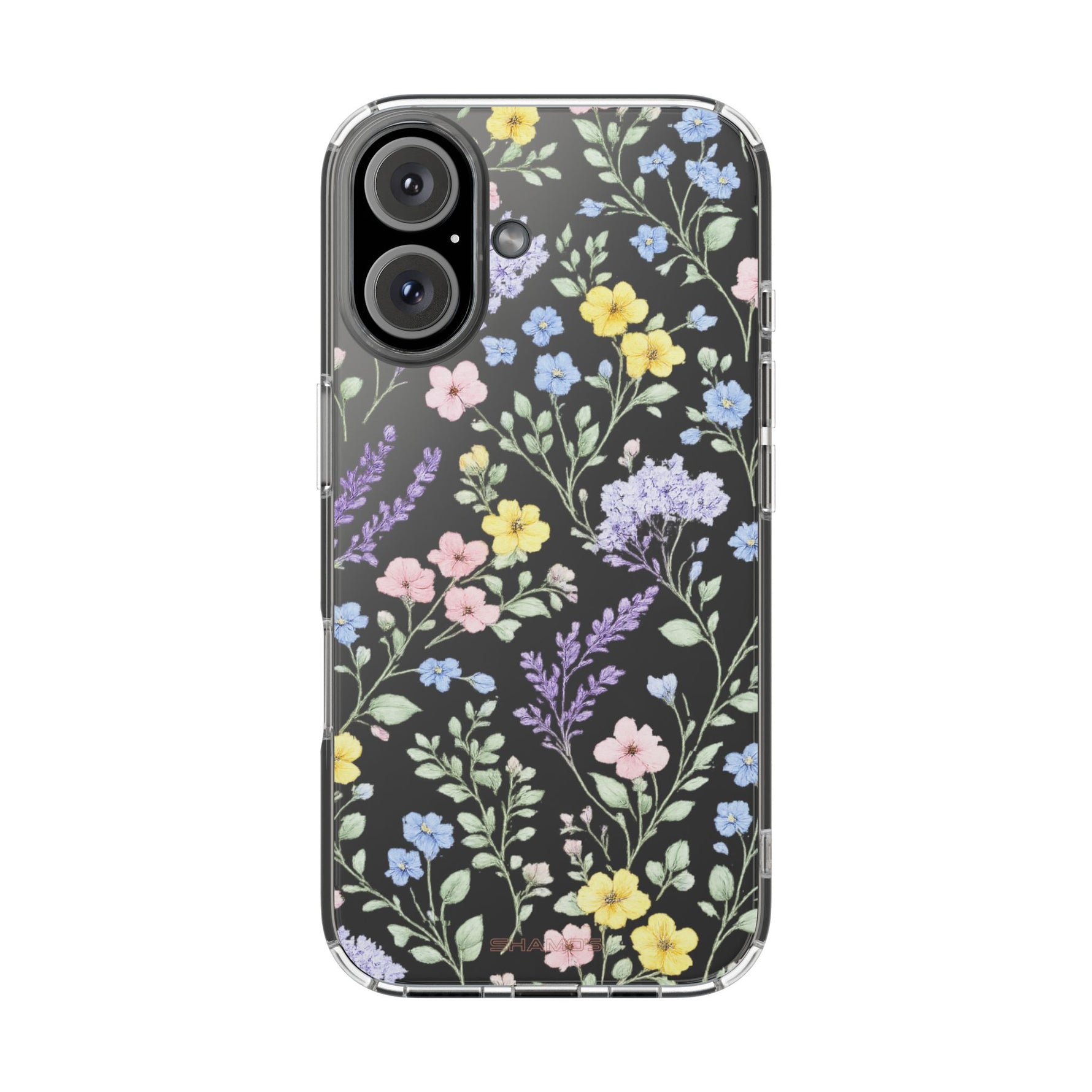 Clear Floral Impact-Resistant Phone Case — Pastel Wildflower Design