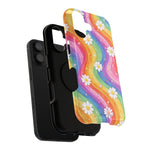 Funda de teléfono resistente a impactos con efecto cascada de colores Rainbow Daisy