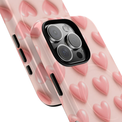 Baby Pink Pearl Hearts 3D iPhone Case | MagSafe