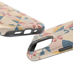 Prairie Quilt – Pastel Patchwork Pattern MagSafe Phone Case, glossy diagonal dual-camera model, port openings and edge details