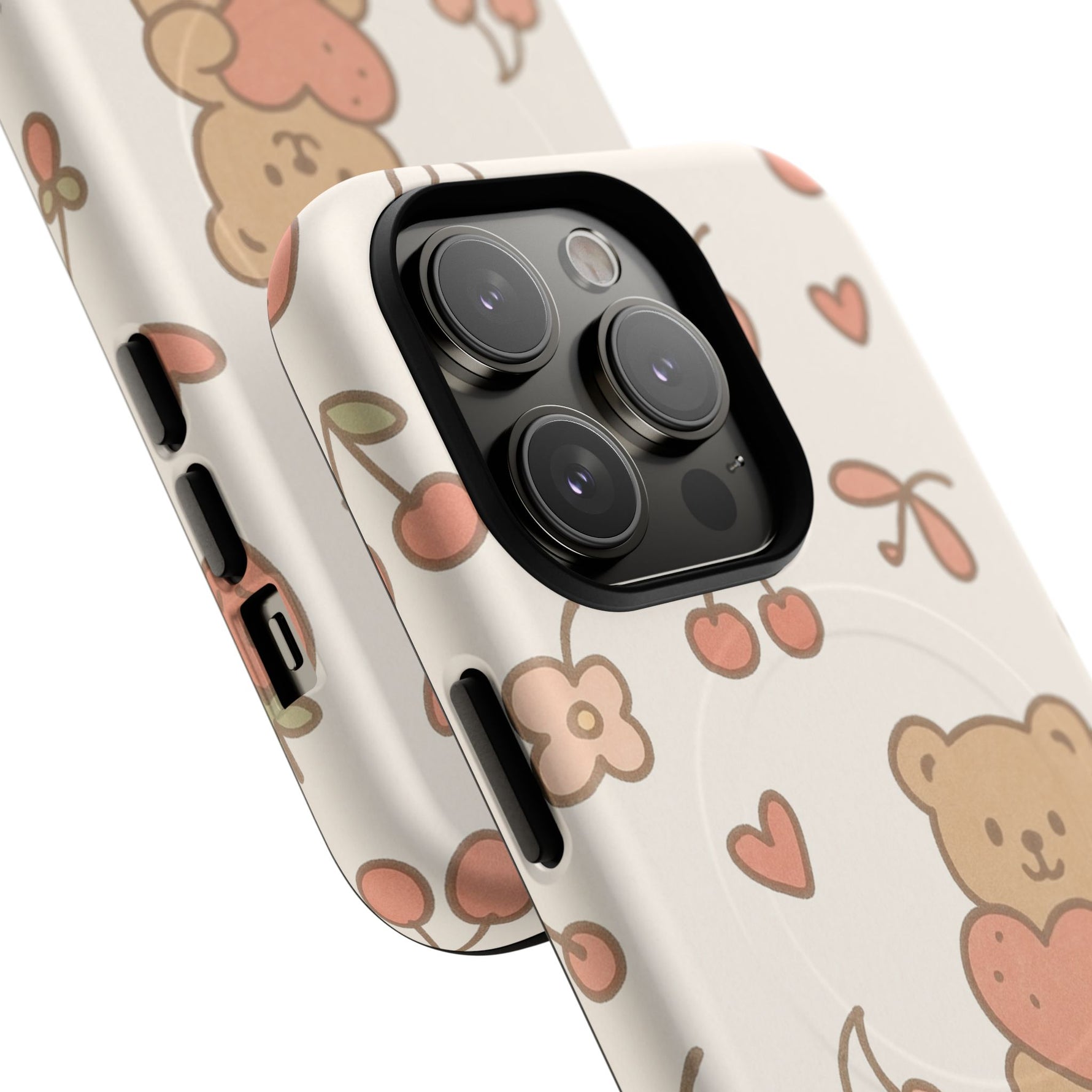 Teddy Berry Cozy Strawberry Pattern iPhone Case with MagSafe