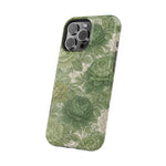 Green Succulent Floral Magnetic Impact-Resistant iPhone Case, MagSafe Compatible - iPhone 17 / Glossy - Shamo's