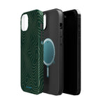 Topographic Green Magnetic Impact-Resistant iPhone Case | MagSafe compatible  Shamo's
