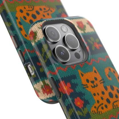 Cozy Knit Leopard Pattern Sweater Holiday Theme iPhone Case with MagSafe compatibility