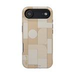Geometric Beige Magnetic Impact-Resistant iPhone Case with Personalizable Quote and MagSafe Compatible