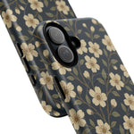 Navy Cherry Blossom Floral iPhone Case - Compatible with MagSafe - Shamo's