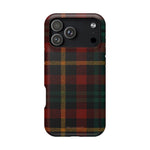 Funda para iPhone resistente a impactos con diseño de cuadros escoceses rojos y verdes con MagSafe