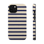 Navy & Cream Ribbed Holiday Sweater Design iPhone Case with MagSafe compatibility  Shamo's iPhone 14 / Glossy