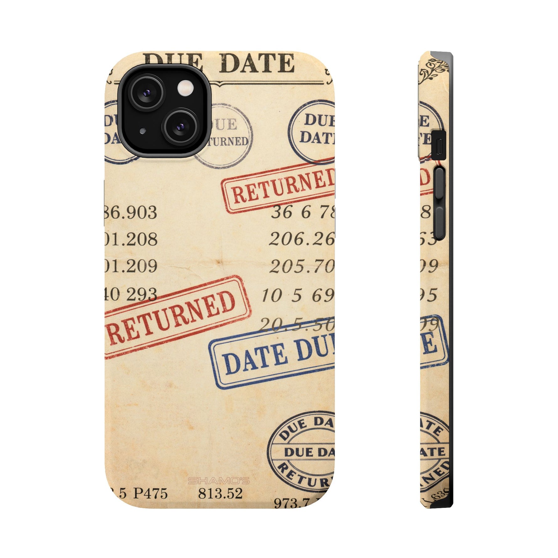 Vintage Library Card Design Phone Case with MagSafe Compatibility