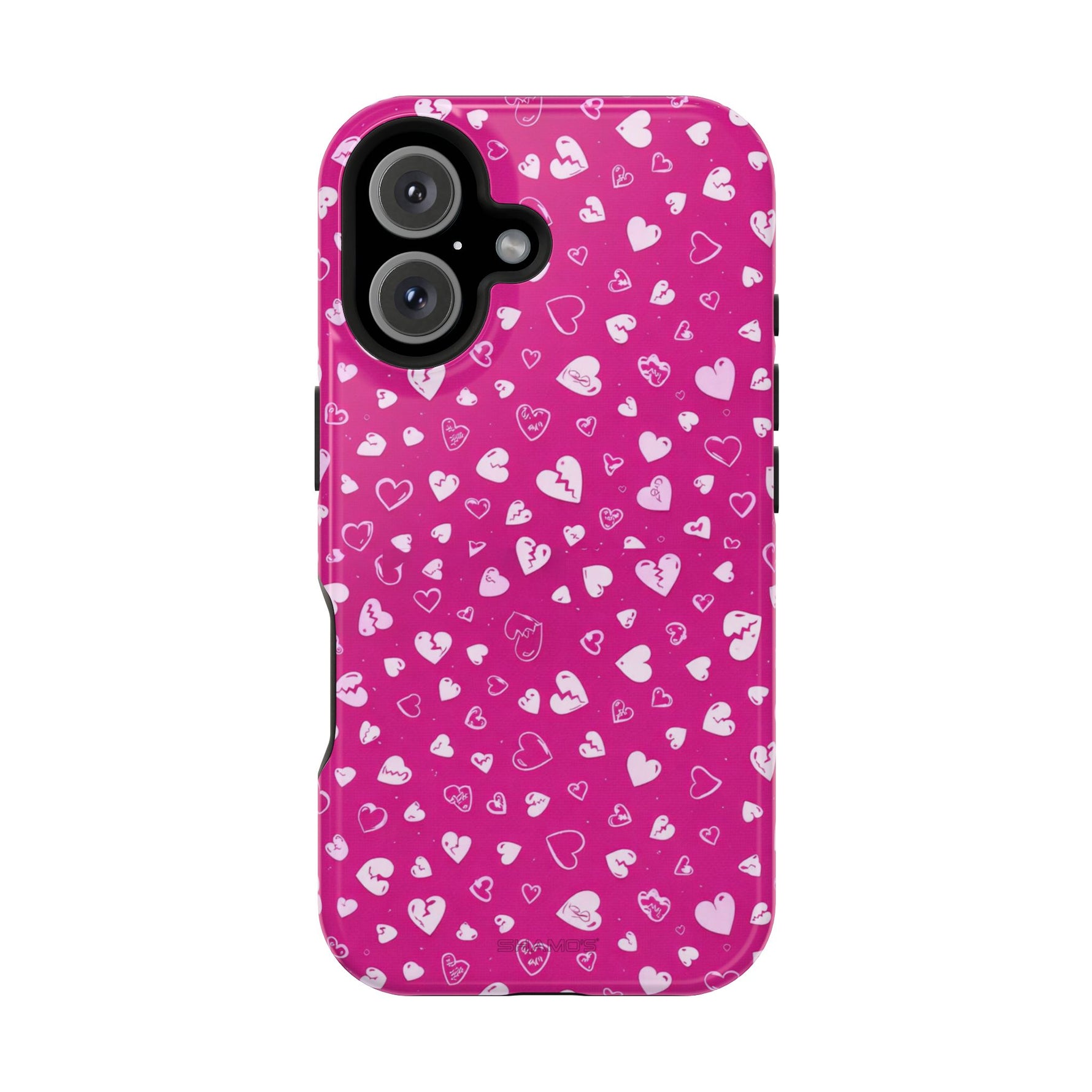 Broken Heart Hot Pink Impact-Resistant iPhone Case | MagSafe - iPhone 16 / Glossy - Shamo's