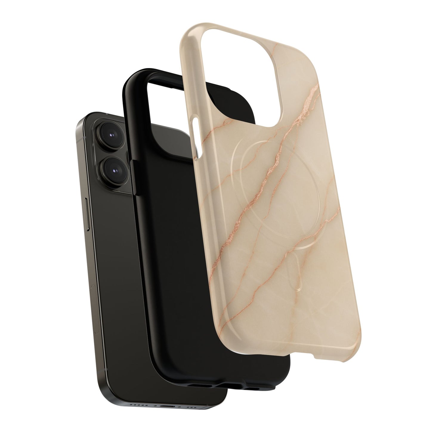 Luxury Series Marble Beige iPhone Case compatible with MagSafe
