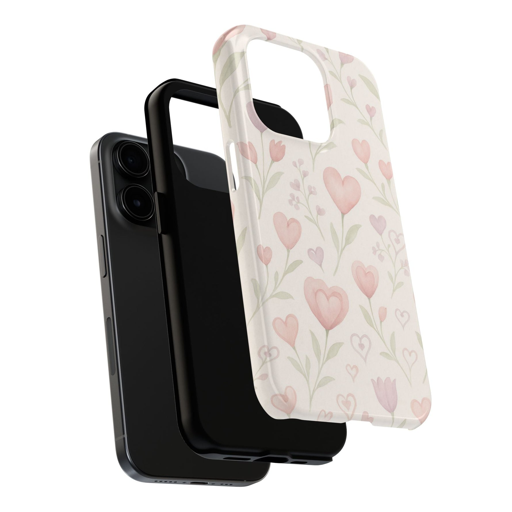 Pink Watercolor Heart Floral Pattern | Tough Impact Phone Case  Shamo's