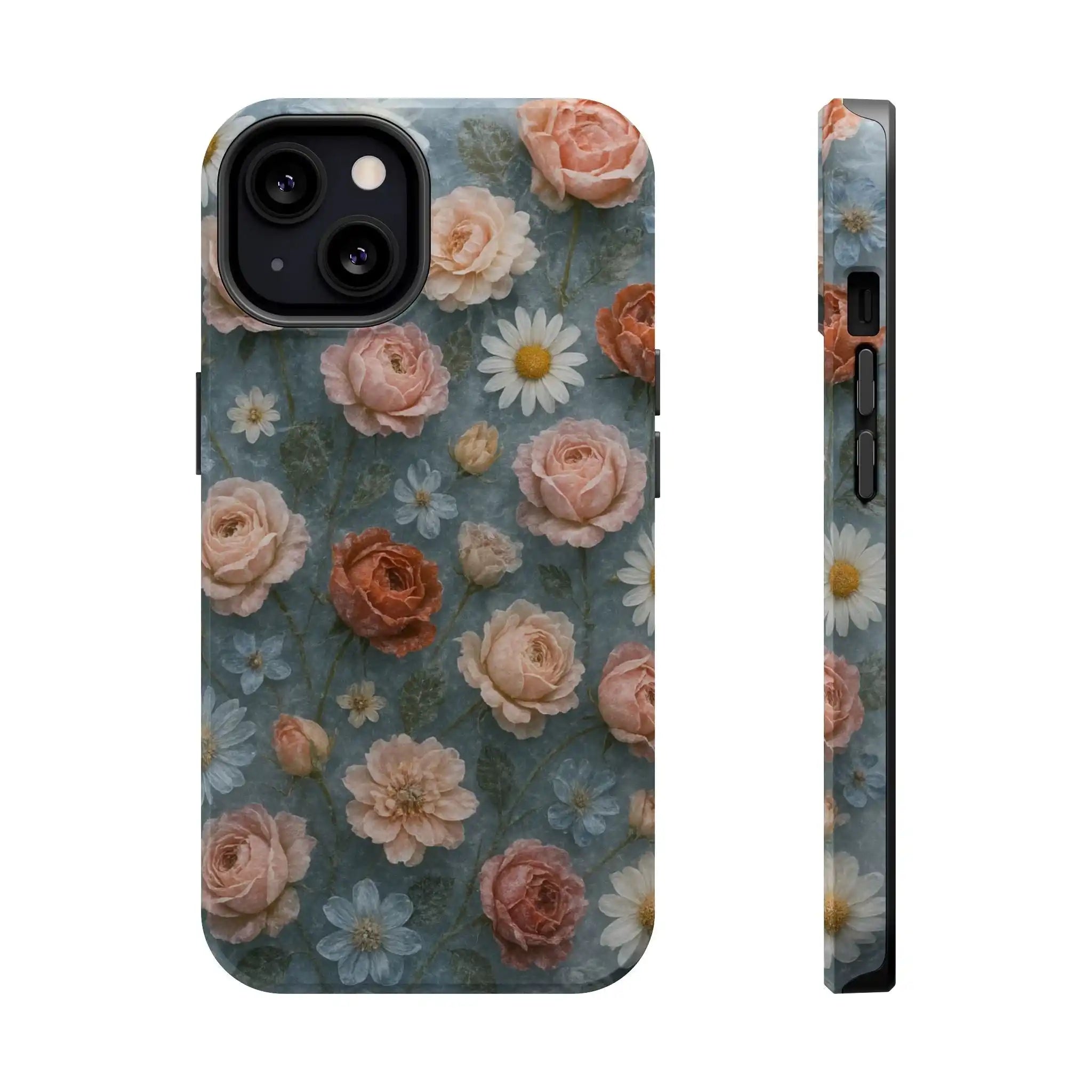 Frozen Floral Vintage Roses & Daisies iPhone Case with MagSafe compatibility  Shamo's iPhone 13 / Glossy