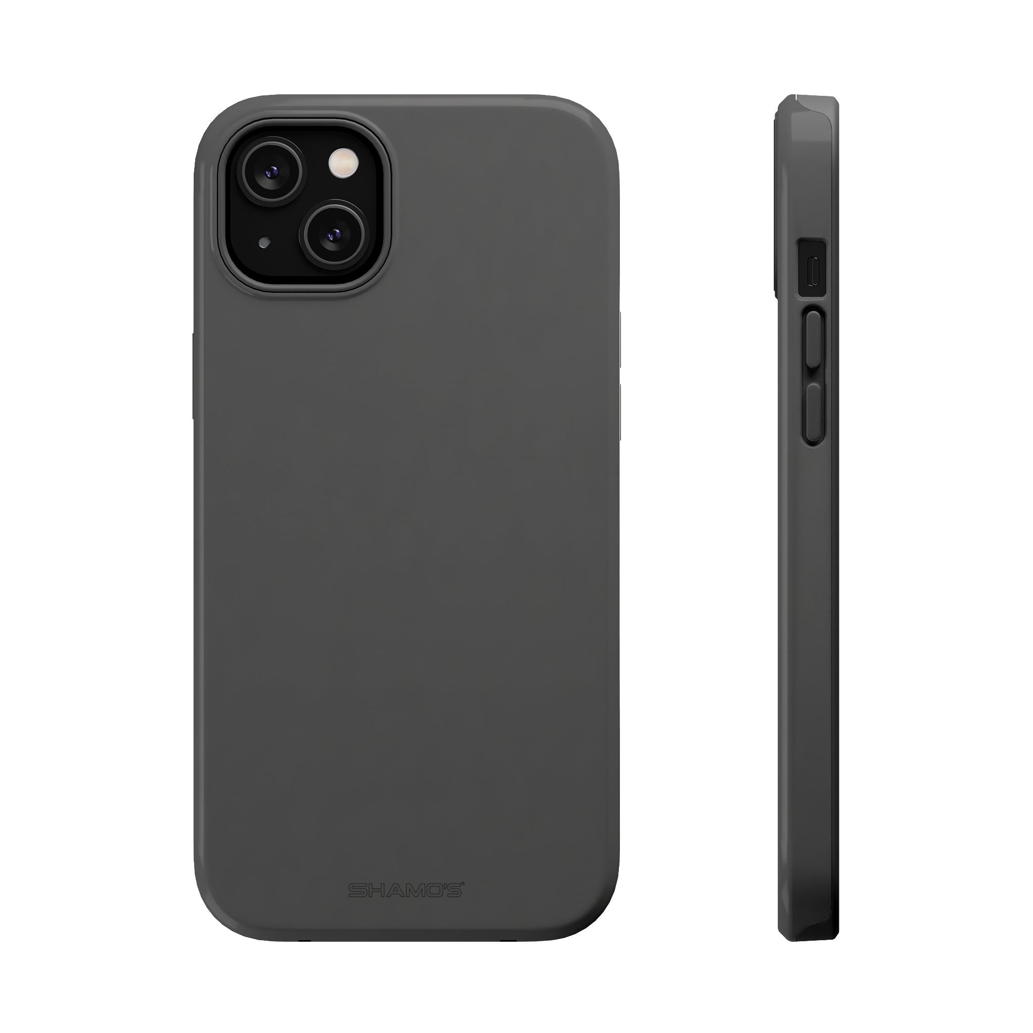 Charcoal Ink Black Solid Color Impact-Resistant iPhone Case | Slim Shockproof Magsafe-Compatible - iPhone 14 Plus / Glossy - Shamo's