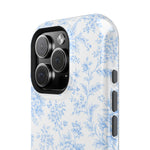 Preppy Look Blue Floral Impact-Resistant Phone Case and MagSafe Compatible