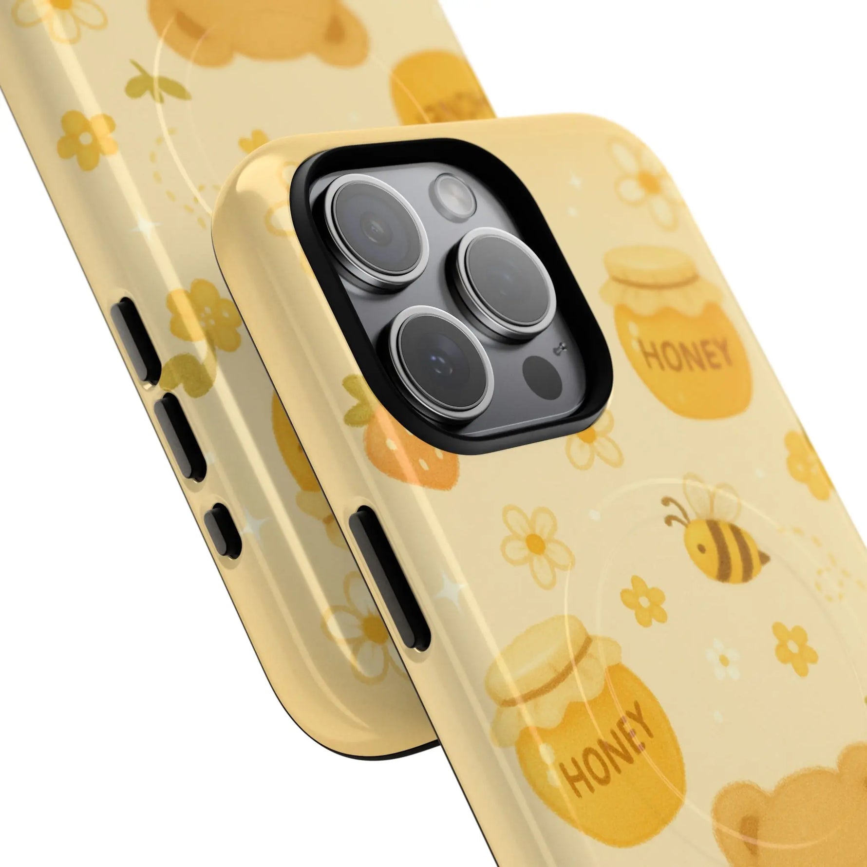 Cute Honey Teddy Bear iPhone Case — Yellow Bee & Honey Pot Design with MagSafe - Shamo's