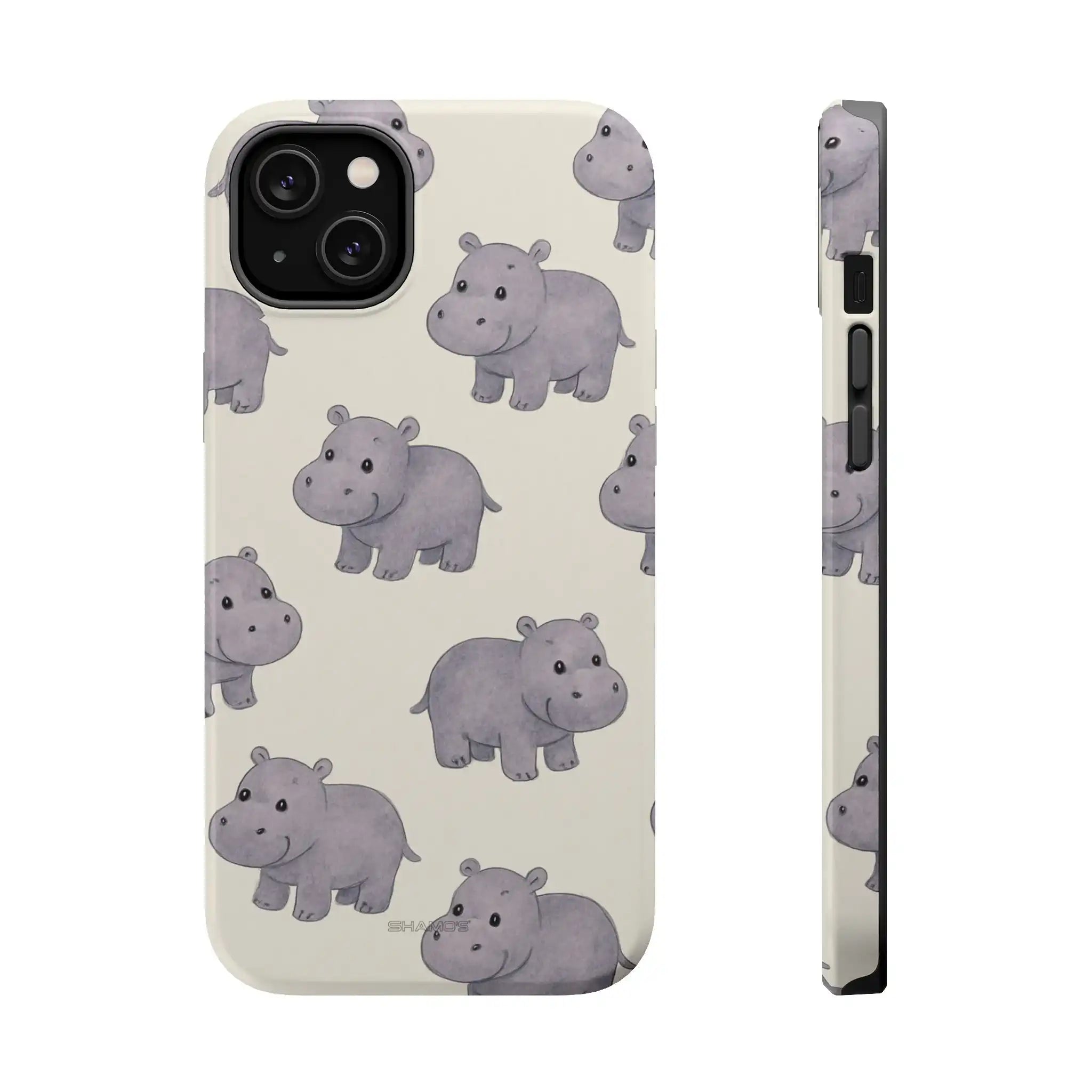 Cute Tiny Hippo Magnetic Impact-Resistant Phone Case - iPhone 14 Plus / Glossy - Shamo's
