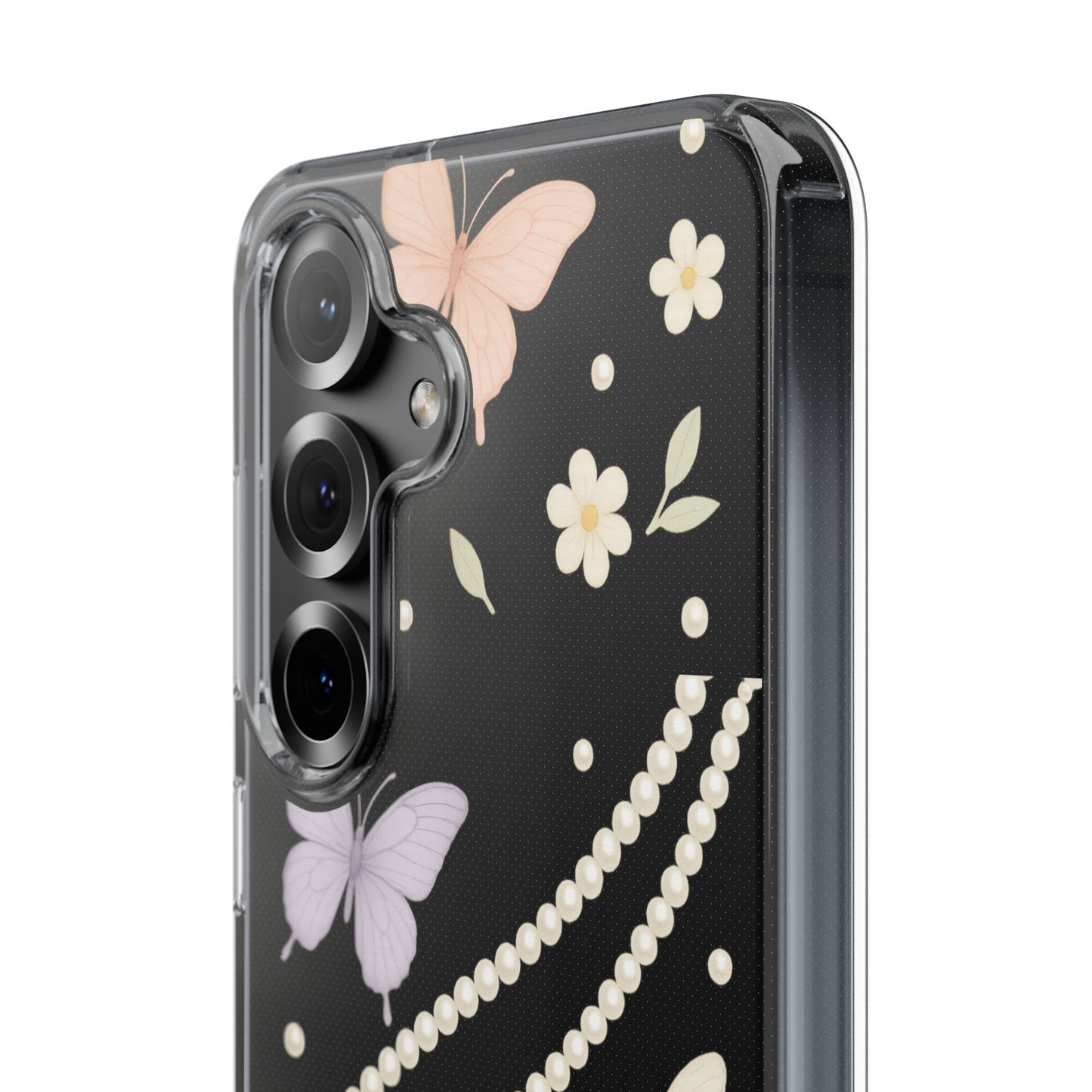 Butterfly Pearl Impact-Resistant Clear iPhone Case