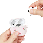 AirPod Case - Pink Striped Floral Rose Protective Cover