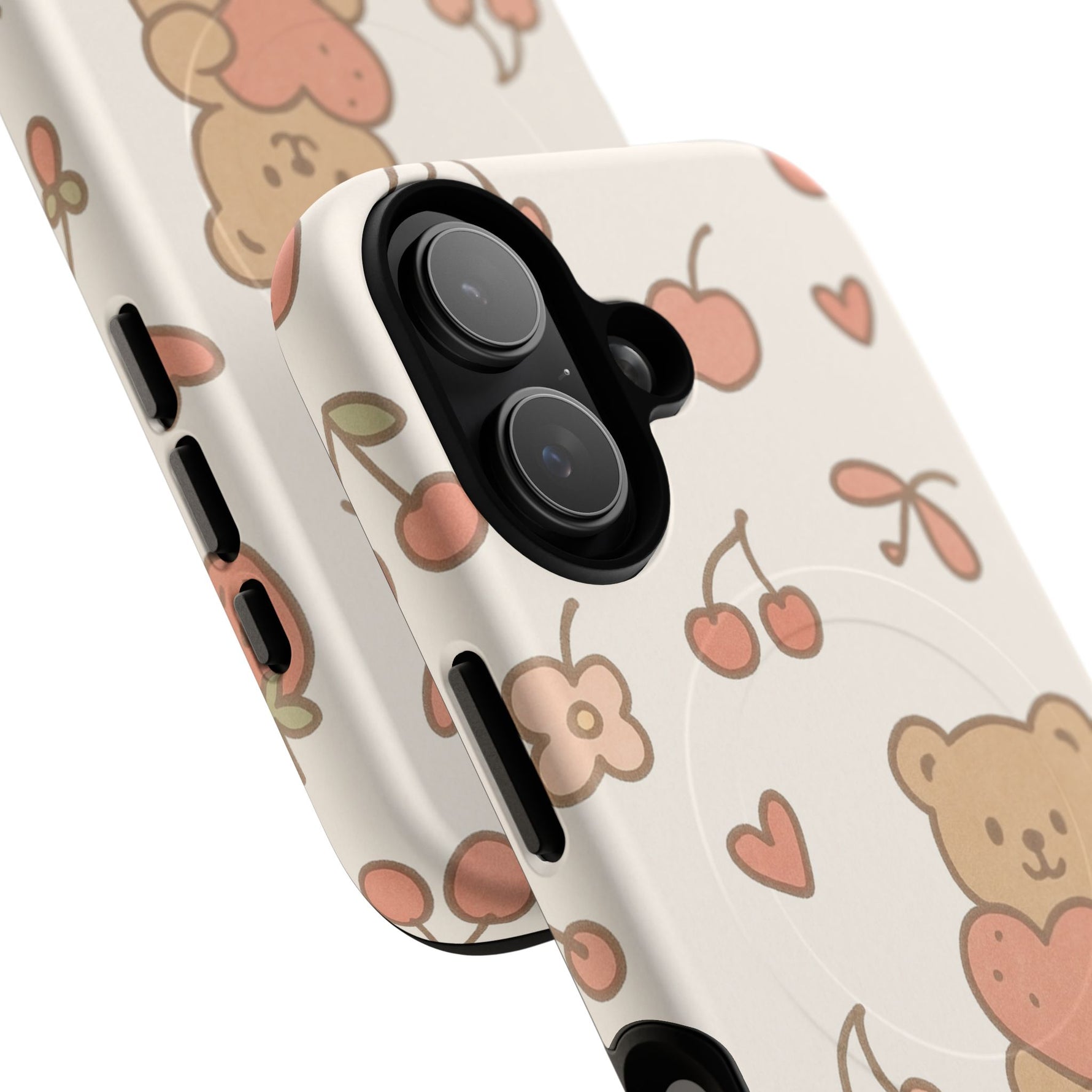 Teddy Berry Cozy Strawberry Pattern iPhone Case with MagSafe