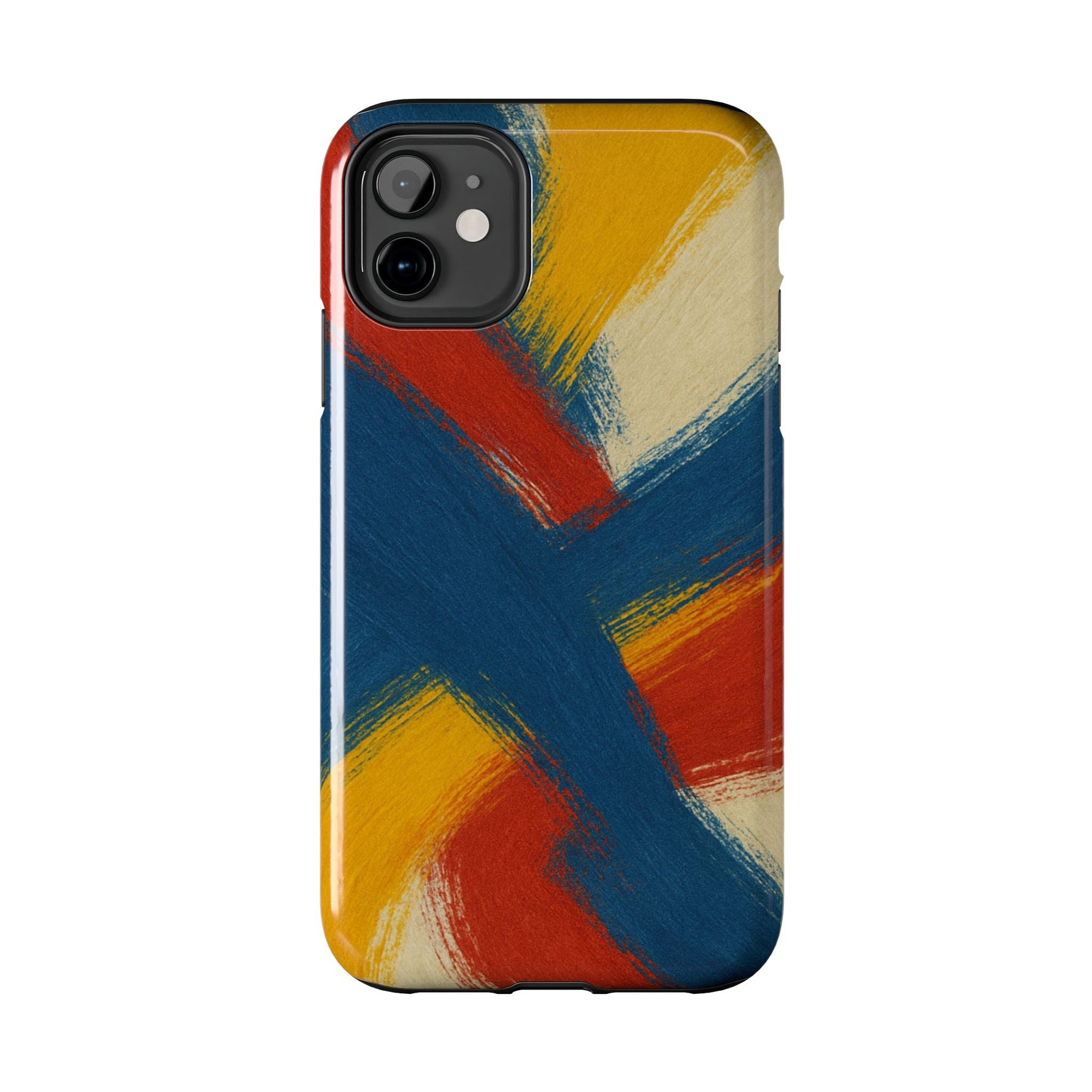 Abstract Brushstroke Tough Phone Case — Colorful Red, Blue & Yellow Protective Cover  Shamo's
