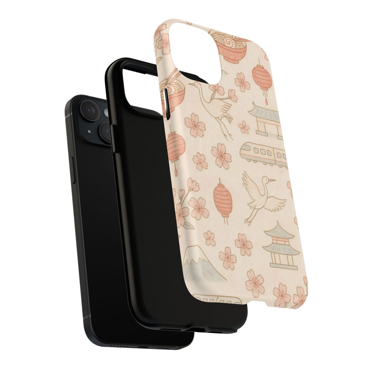 Japan Hand-Drawn Cherry Blossom iPhone Case with MagSafe