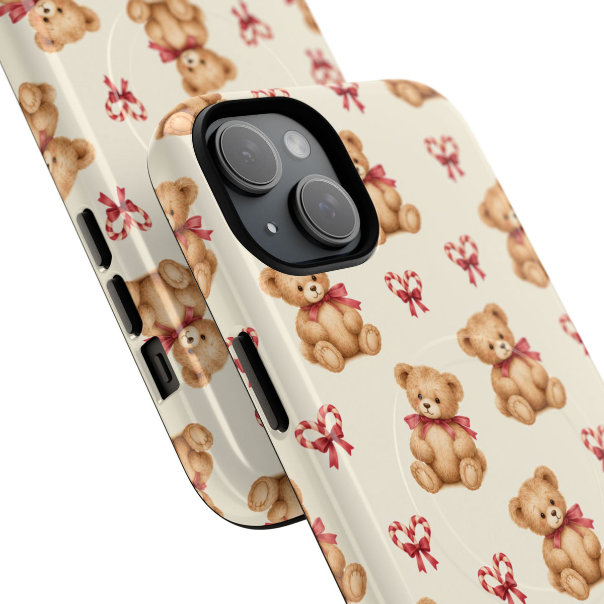 Coque iPhone Ourson des fêtes et sucres d’orge en forme de cœur avec MagSafe