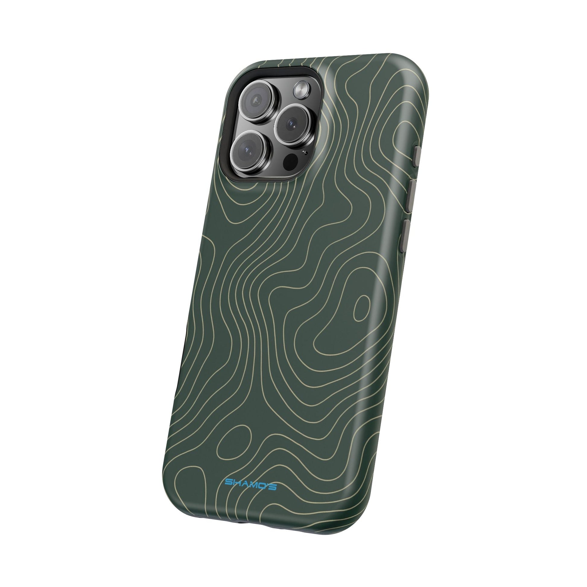 Topographic Green Magnetic Impact-Resistant iPhone Case | MagSafe compatible  Shamo's