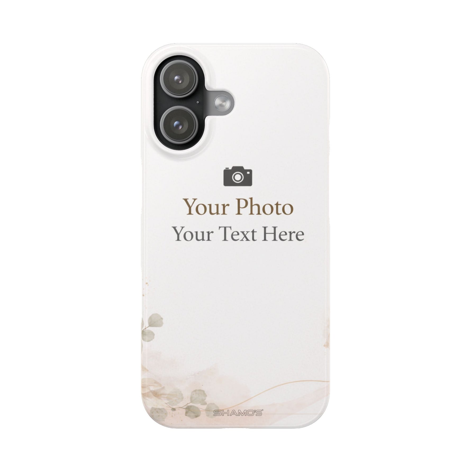 Personalized Slim Phone Case, Custom Photo & Text Minimal Floral Design - iPhone 17 - Shamo's