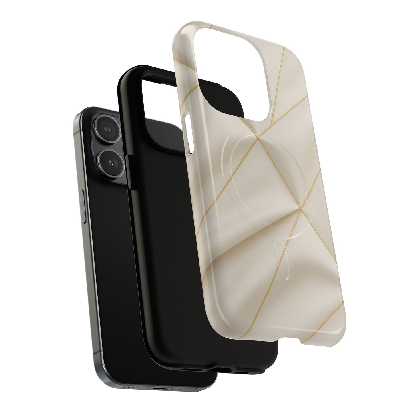 Beige Gold Geometric Luxury Series iPhone Case with MagSafe - Shamo's