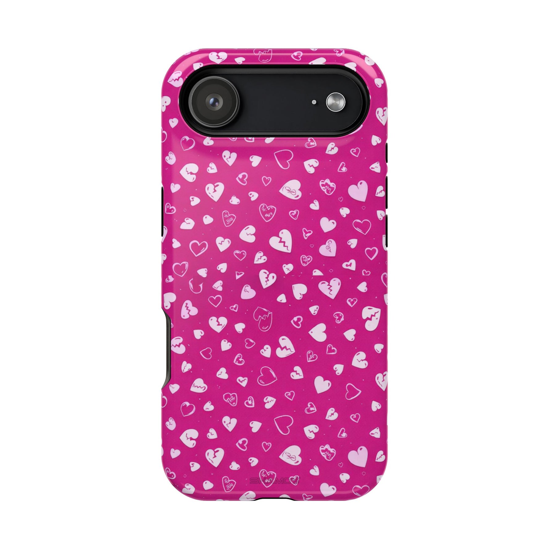 Broken Heart Hot Pink Impact-Resistant iPhone Case | MagSafe - iPhone 17 Air / Glossy - Shamo's