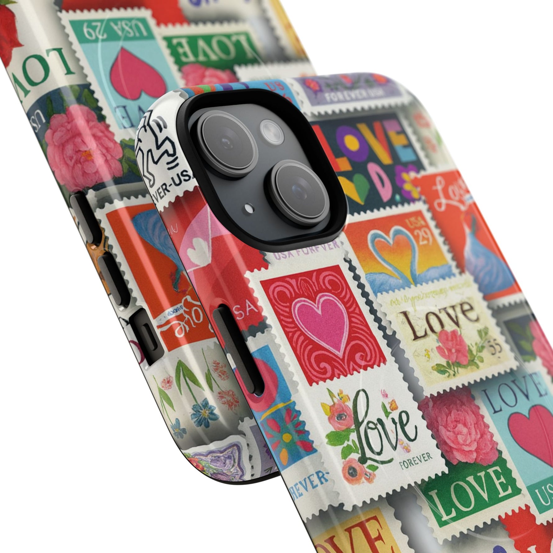 Vintage Romantic Love Stamp iPhone Case | Tough Protection + MagSafe