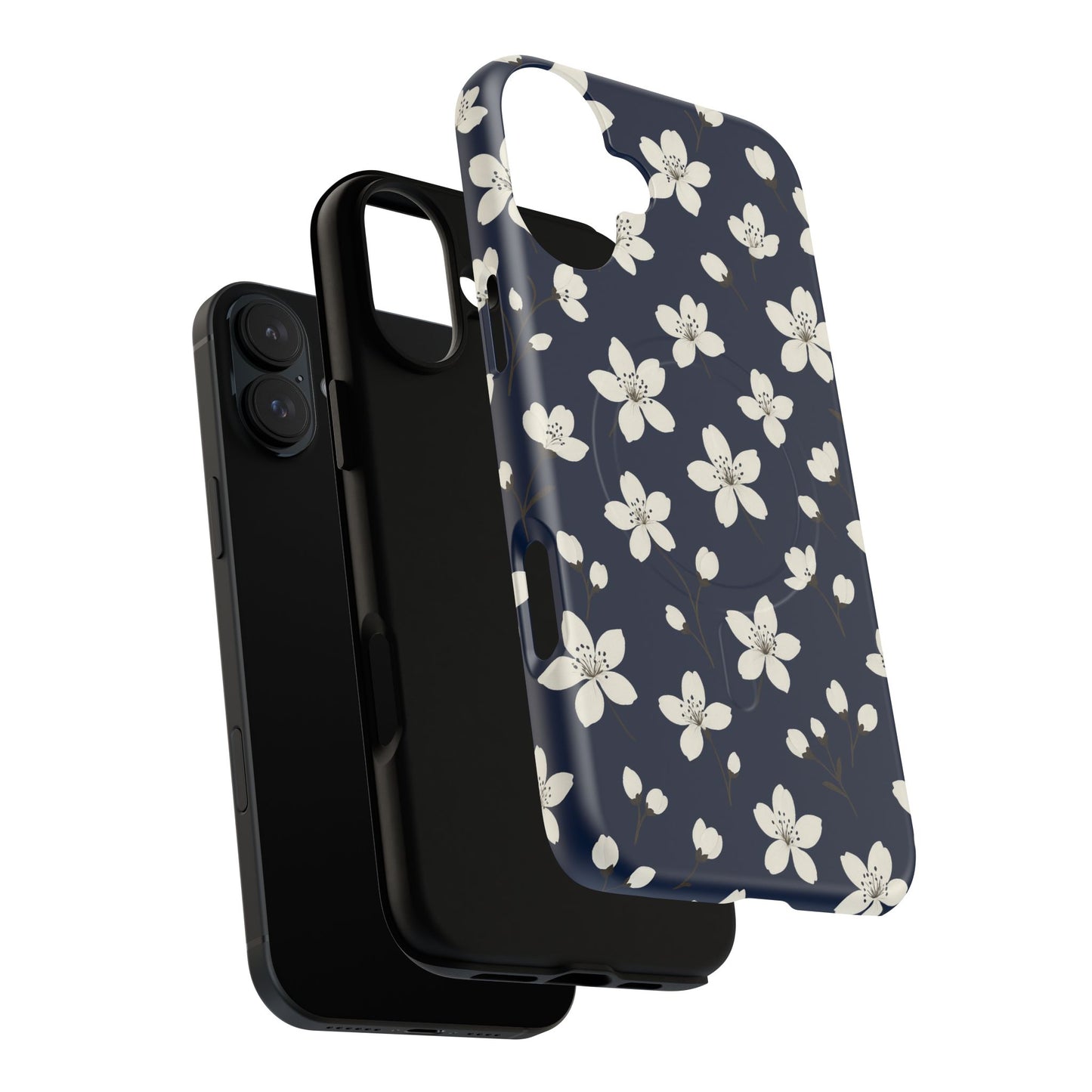 Navy Blossom Floral iPhone Case | MagSafe