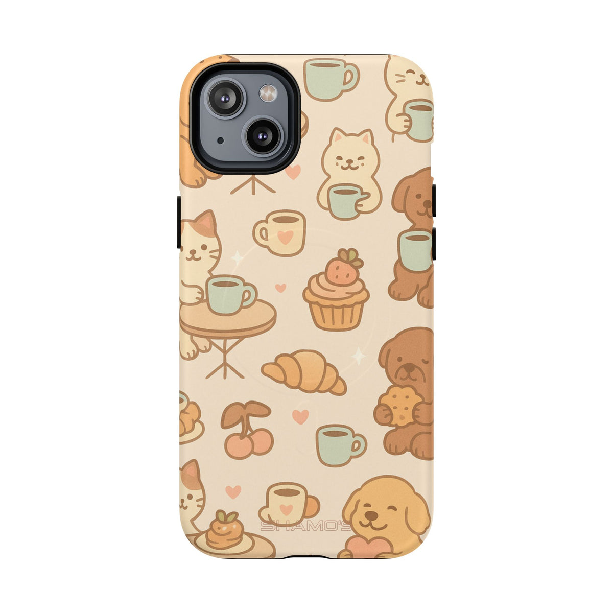 Funda para teléfono con diseño de gatos y perros y MagSafe