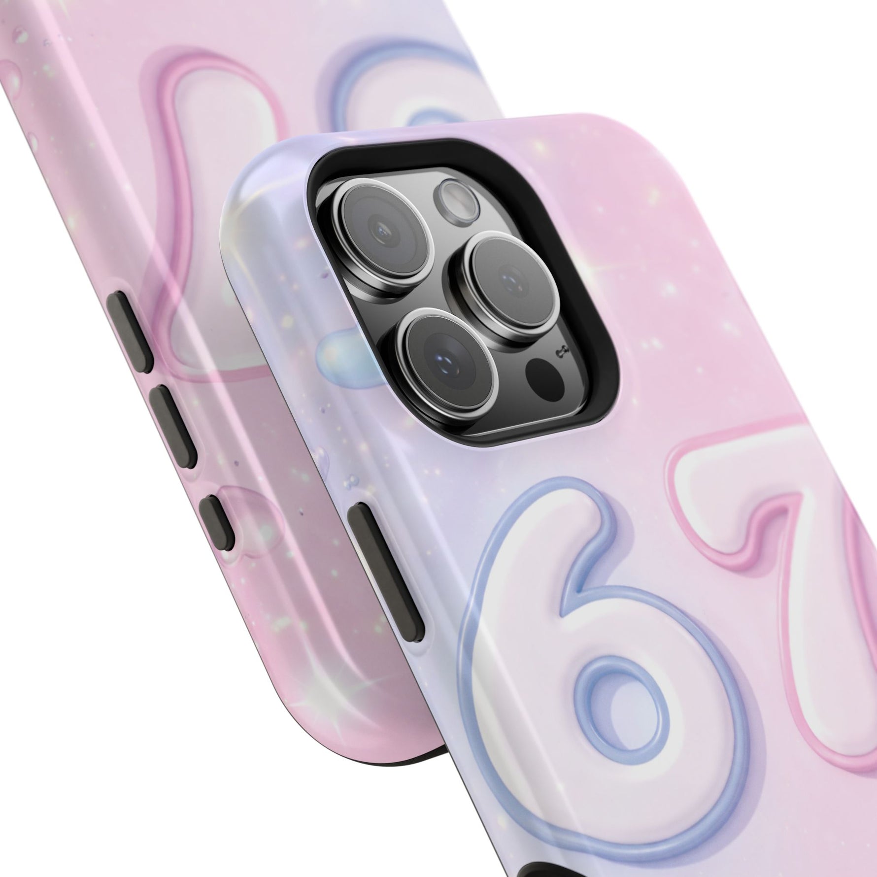 6 7 Viral TikTok Trend Pastel Aesthetic Magnetic Impact-Resistant iPhone Case, Personalizable Text and MagSafe Compatible
